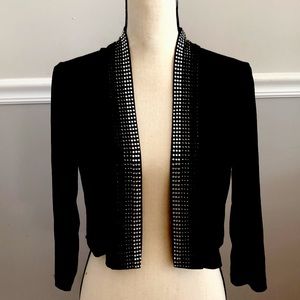 Calvin Klein dress jacket with silver, gray, and black crystals.